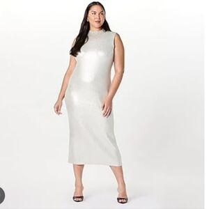 NWT The Drop Elegant Sleeveless Sweater Dress In Silver Size 2X